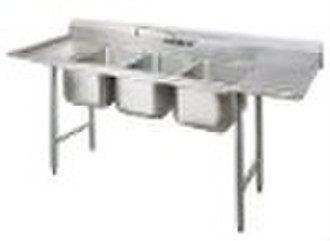 stainless steel 3 bowl triple bowl commercial sink