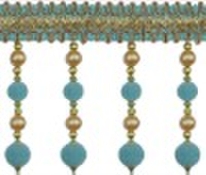 polyester and beaded  tassel fringe