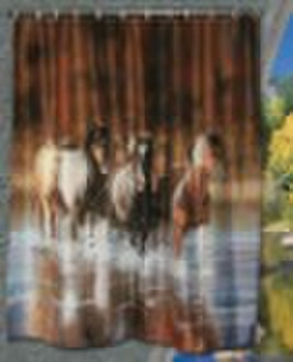 Full repeating size of Horses printed fabric showe
