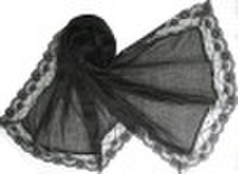 100% cotton scarf with lace