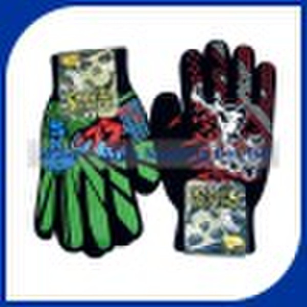 Black Acrylic yarn offset print fashion glove