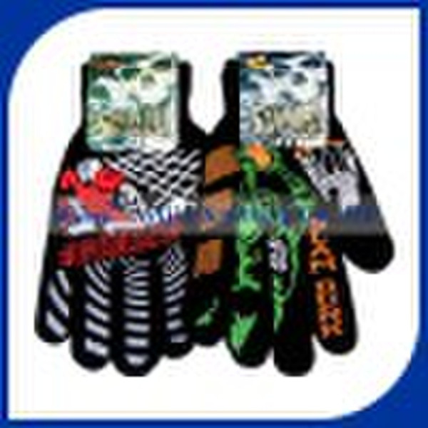 Black Acrylic yarn offset print fashion glove