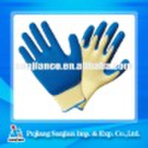 Latex glove Latex coated cotton glove crinkle fini