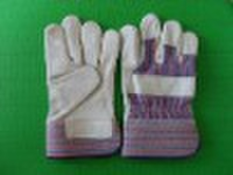 Natural white half leather working Glove 10.5"