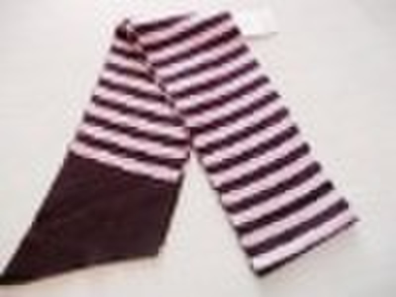 fashion lady acrylic stripe bevel edge knitted sca