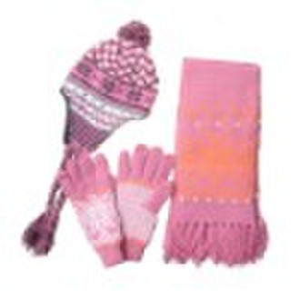 Scarf hat glove set