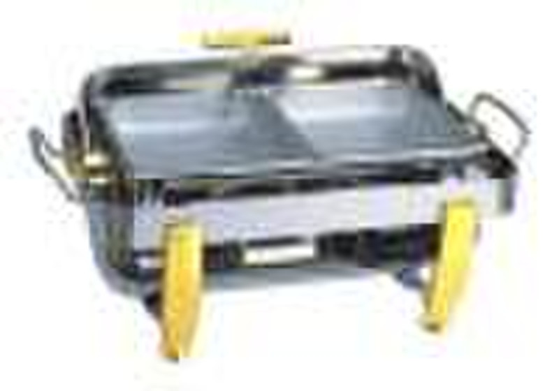 Oblong Roll Top Chafing Dish mit Messing Beine (Doub