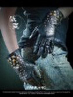 leather stud gloves