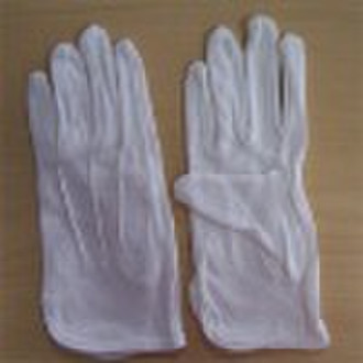 White cotton glove with pvc dots on palm; formal g