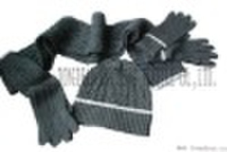 lastest style of men's knitted scarf glove and