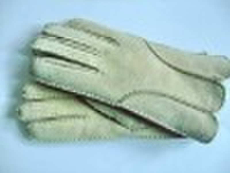 Sheepskin fur leather gloves