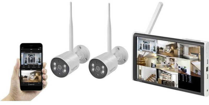 Sygonix Funk-Überwachungskamera-Set 8-Kanal mit 2 Kameras 1920 x 1080 Pixel 2.4 GHz