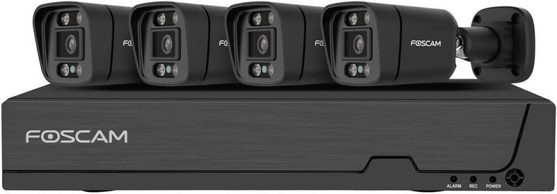 Foscam LAN IP-Überwachungskamera-Set 8-Kanal mit 4 Kameras 3840 x 2160 Pixel (FNA108E-B4-2T black)