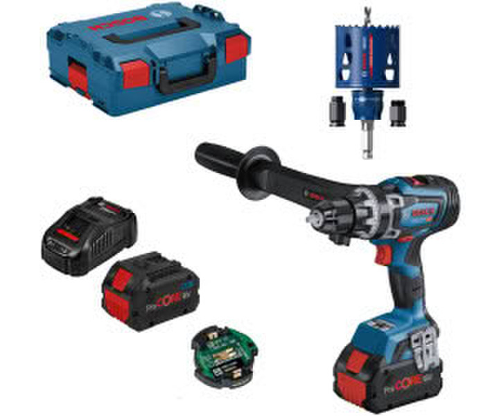 Bosch GSR 18V-150 C Professional (2x 8,0 Ah ProCORE + Ladegerät + Lochsägenset + L-Boxx)