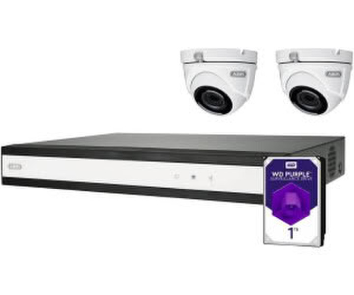 ABUS Komplett-Set Hybrid-Videorekorder und 2 analogen Mini-Dome-Kameras (TVVR33622D)