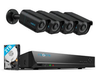 reolink 4K Set RLK8-800B4-A (8CH 2TB HDD NVR 4X PoE ersonener- & Fahrzeugerkennung) schwarz