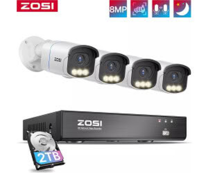 ZOSI PoE Set 8CH 2TB NVR Farbnachtsicht (88Q2-186D8W4-EU)