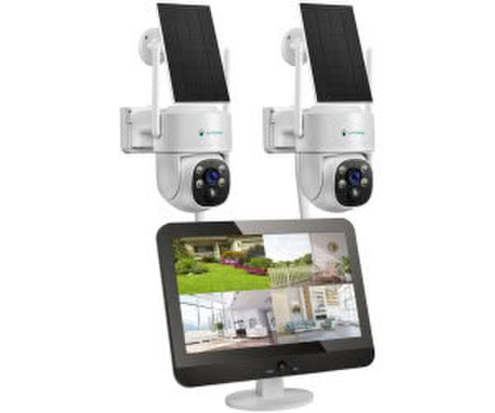 LUVISION Dual PTZ LED Monitor 4MP Solar PTZ Mikrofon Sirene Smarte Nachtsicht (Versandrückläufer) (NEW-1101)