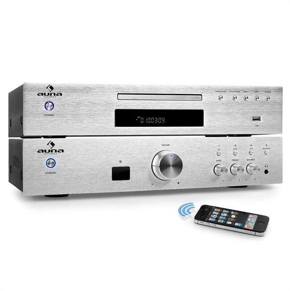 Auna AV2-CD508BT + AV2-CD509 (Elegance Tower Bluetooth) silber