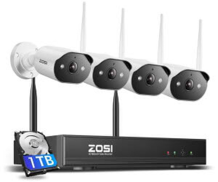 ZOSI 3MP WiFi 6 Set 4 Wi-Fi 6Überwachung KI Personenerkennung und Spotlight Alarm 2-Wege-Audio 8CH NVR 1TB HDD (88P1-3023W4-EU)