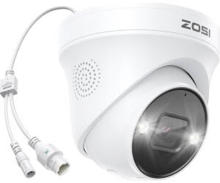 ZOSI 5MP PoE Farbnachtsicht KI Personen-/Fahrzeugerkennung 2-Wege-Audio Funktioniert NUR PoE NVR C225 (IPC-2255Y-W)