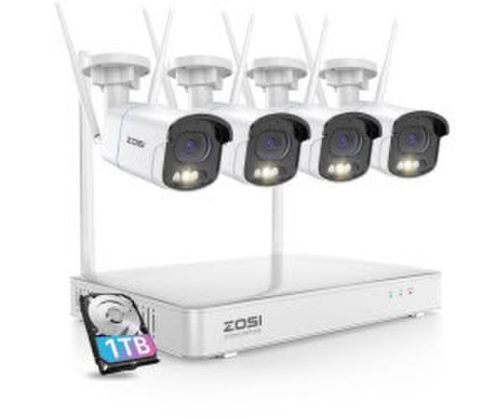 ZOSI 4MP Set 8CH 1TB NVR 4X WiFiOutdoor Set Personen- und Fahrzeugerkennung 2-Wege Audio Farbnachtsicht (6941709245832)