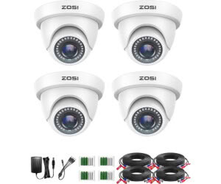 ZOSI 4X Full HD Weiß Dome Video Set Kabel und Netzteil TVI Videoausgang (4AK-4192B-WS-EU)