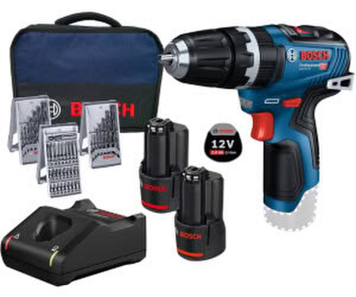 Bosch GSB 12V-35 (2 x 2,0 Ah Akku + Ladegerät inkl. Zubehör-Set im Softbag)