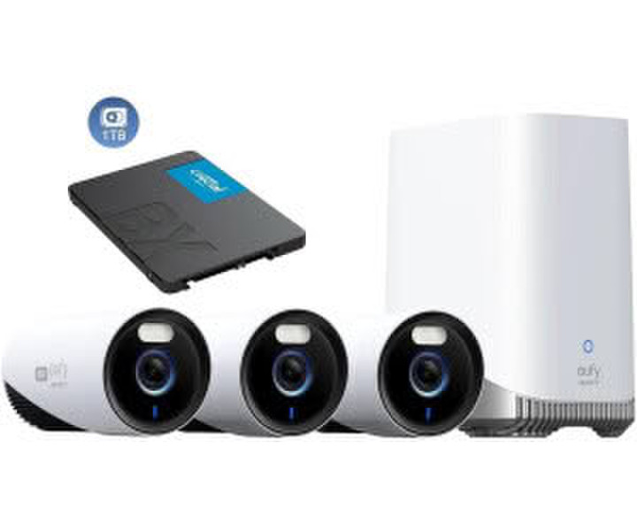 Eufy Security E330 Buitencamera's 3 Pack met HomeBase 3 Outdoorcam set 4K Ultra Schwarz