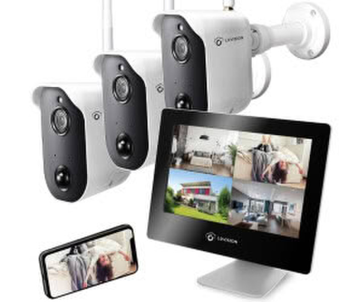 LUVISION LV-A-2020-01 (Außen- und Innenbereich 3-tlgAkku Funk Video Monitor Batterie PIR Mikrofon)