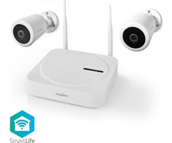 Nedis SmartLife Drahtloses Kamerasystem 2 x Full HD IP65 Nachtsicht Weiss (SLNVR201CWT)