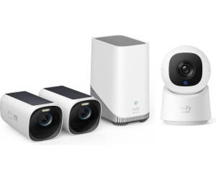 Eufy eufyCam 3 Kit inklusive HomeBase 3 und 2 Solarkameras + Indoor Cam C220 Weiss