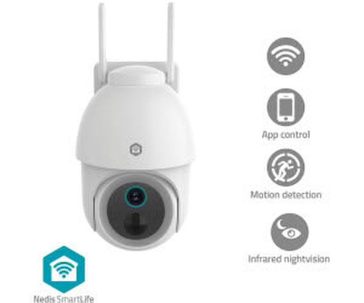 Nedis Smartlife Camera For Outside Spotlight 3MP Full HD 1296p Pan Tilt IP65 Weiss (WIFICBO51WT)
