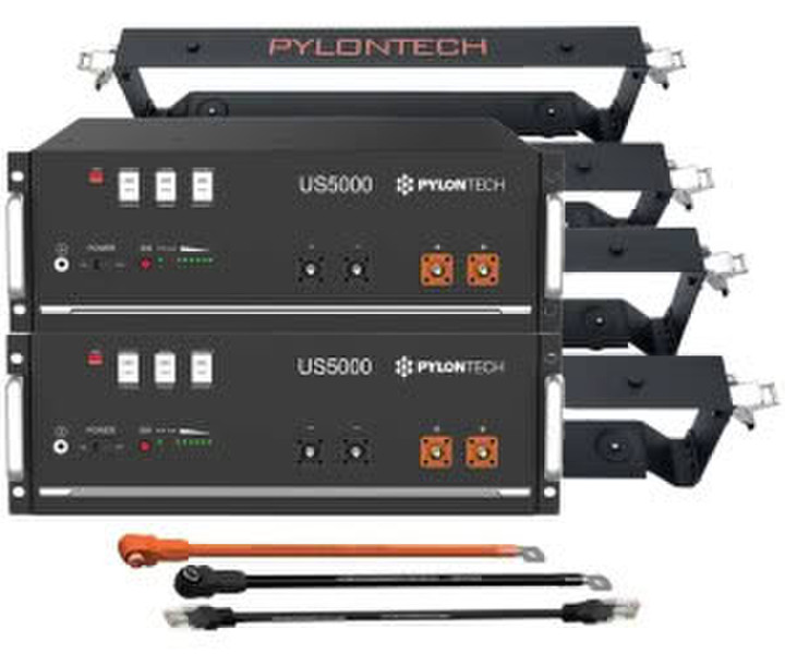 Pylontech Speicherpaket 9,6kWh 2 x US5000 LiFePO4 + Brackets + Anschlusskabel