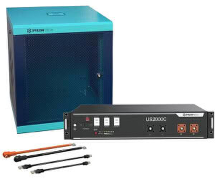 Pylontech LiFePO4 1x US2000C Batterie 2,4kWh mit Wechselrichter-Anschlusskabelset (15630)