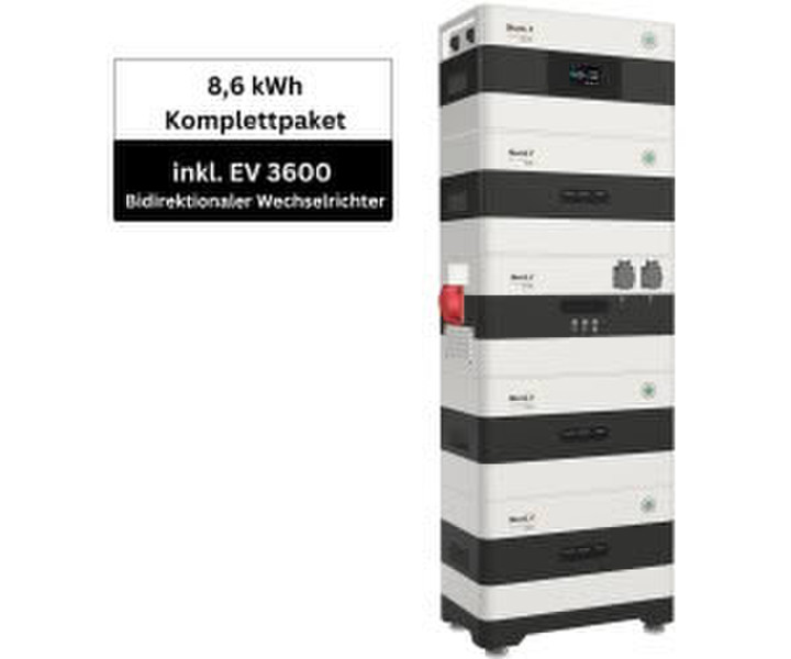 SunLit 2Way Speicherturm 8,6kWh BK215 Kopfspeicher + 3 x B215 Erweiterungsspeicher + EV3600 Wechselrichter