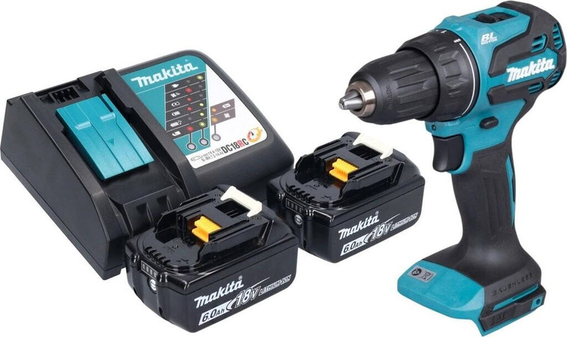 Makita Akku-Schlagbohrschrauber DDF490 + 2 x Akku 6,0 Ah + Ladegerät