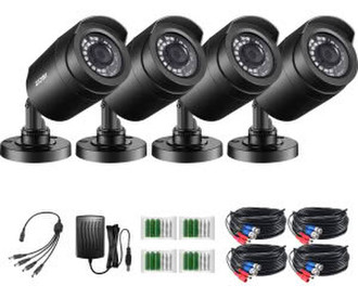 ZOSI 4X CCTV HD BulletSet Kabel und Netzteil TVI Ausgang (4AK-1062B-BS-EU)