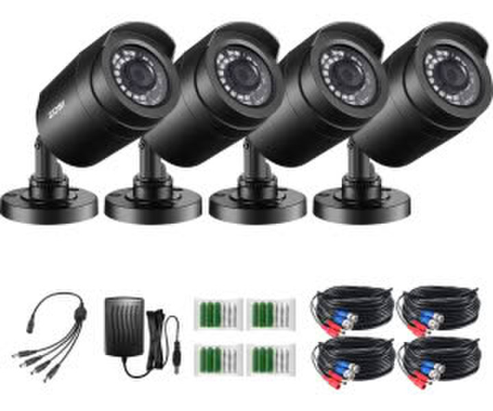 ZOSI 4X CCTV HD BulletSet Kabel und Netzteil TVI Ausgang (4AK-1062B-BS-EU)