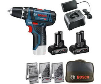 Bosch GSR 12V-15 Professional (2 x 4,0 Ah + 39 tlg. Zubehör-Set)