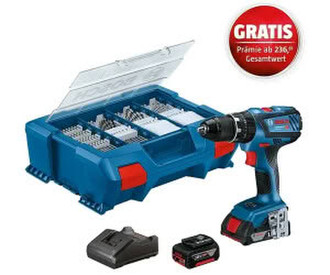Bosch GSB 18V-28 Professional (1x2.0 Ah + 1x 4.0 Ah + Ladegerät + Koffer + 82-pcs. Accessories-Set)