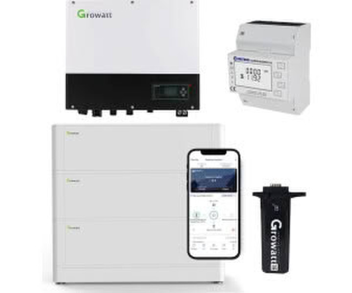 Growatt SPH3000 3kW Hybrid Wechselrichter + 7.6kWh Solarspeicher-Set (A9887633)