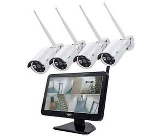 PNI House Videoüberwachungspaket 4 Full-HD--und Weiss (WiFi650_P2P-Kameras_12-Zoll-LCD-Monitor)