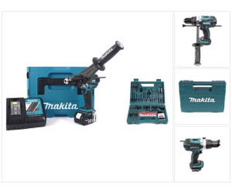 Makita DHP458 RF1J + 100 tlg. Bit & Bohrer-Set
