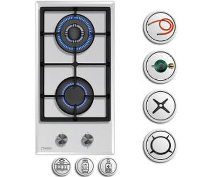 Phönix Germany Domino Gaskochfeld 102GBT 2-flammig weiß