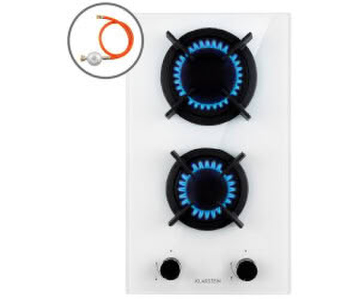 Klarstein Goldflame Domino 2-flammig Messing-Brenner Glaskeramik weiß