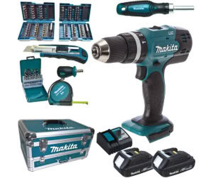 Makita DHP453RYX2 2 x 1,5 Ah + Alu-Koffer 96tlg. Set