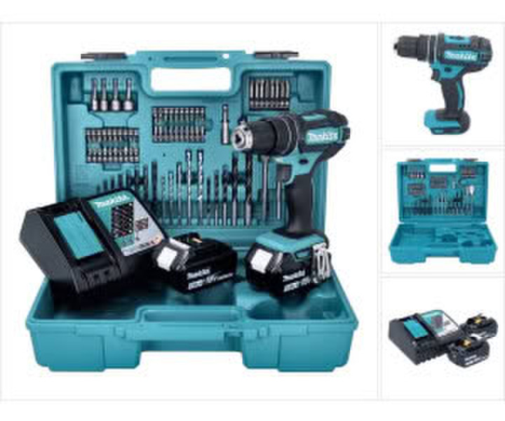 Makita DHP482RFX1 (2 x 3,0 Ah + Bit- und Bohrerset 74-tlg. im Koffer)
