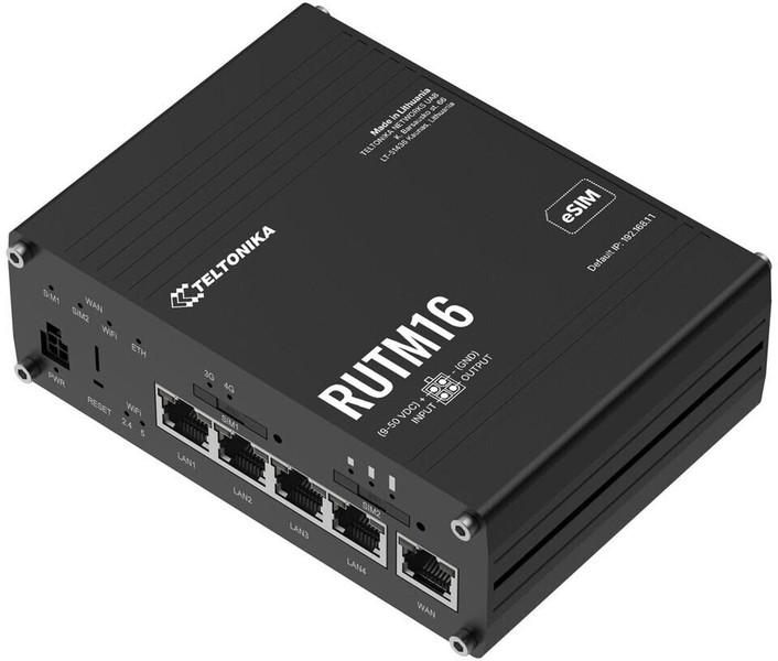 Teltonika RUTM16 WLAN-Router 4G, 4-Port-Switch, Wi-Fi 5 (RUTM16000000)