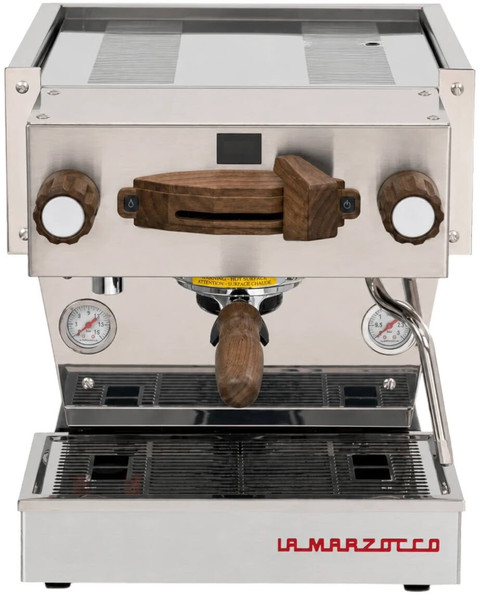 La Marzocco Linea Mini R gebürsteter Stahl Nussholz
